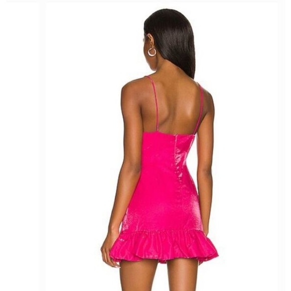 MORE TO COME Ella Ruffle Mini Dress in Hot Pink.  Size medium - Picture 3 of 3